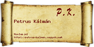 Petrus Kálmán névjegykártya